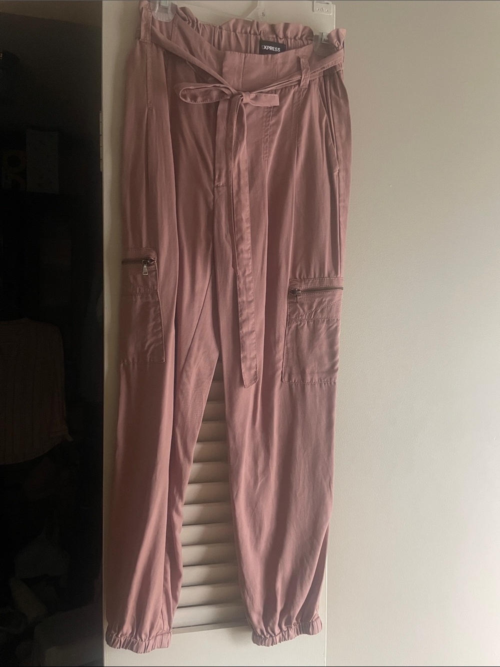 Express Mauve Paperbag-Waist Cargo Joggers